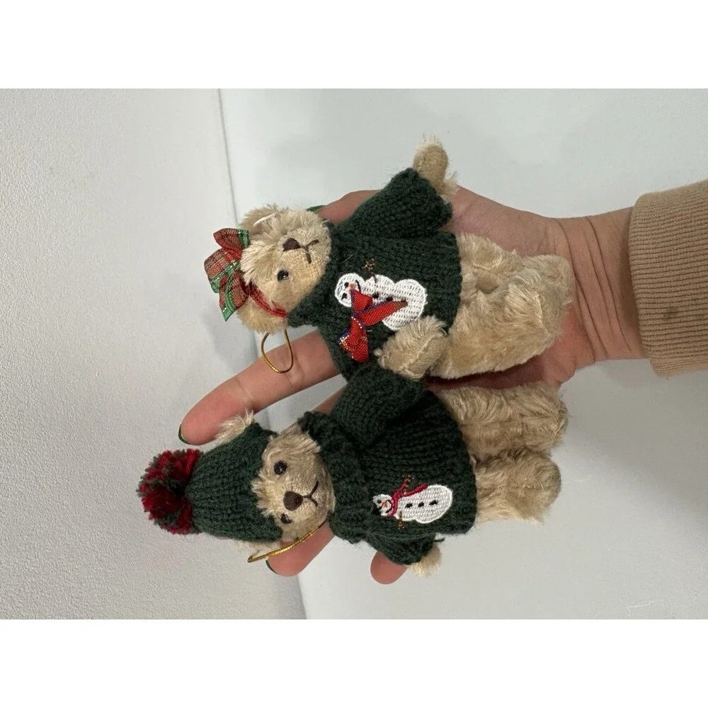 The Bearington Collection Ornament Set Tiny Bears Boy And Girl Sweaters  4.5”